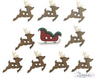 Sew Cute Reindeer and Sleigh Buttons , by Dress It Up