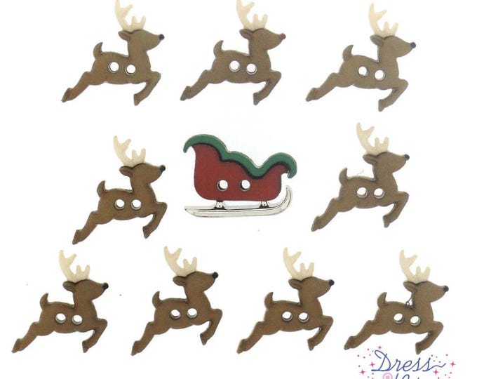 Sew Cute Reindeer and Sleigh Buttons , by Dress It Up