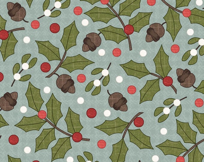 COTTON Aqua Greenery Flannel, 100% COTTON, MASF11163-Q, Sold by the half-yard.