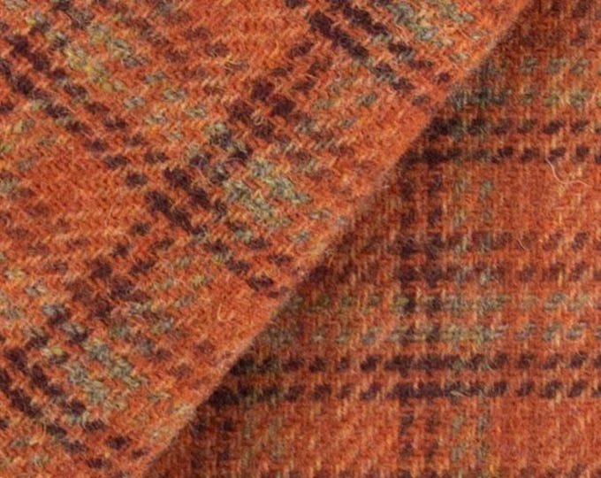 Orange and Rust Plaid, Felted Wool Fabric for Rug Hooking, Wool Appliqué, Sewing and Crafts