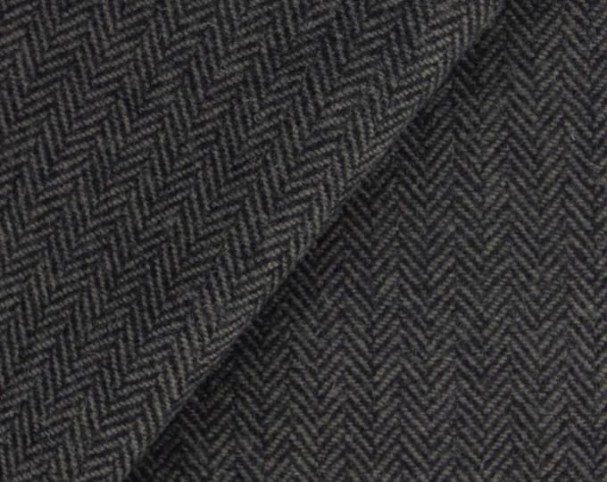 Dark Grey and Black Skinny Herringbone, Felted Wool Fabric for Rug Hooking, Wool Applique, Crafts and Sewing