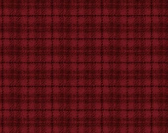 Cotton Woolies Red Plaid Flannel, 100% COTTON, #MASF18502-R, for Sewing, Wool Appliqué, and Crafts. Sold by the half-yard.