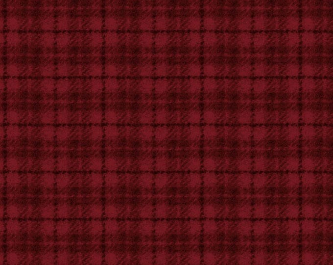 Cotton Woolies Red Plaid Flannel, 100% COTTON, #MASF18502-R, for Sewing, Wool Appliqué, and Crafts. Sold by the half-yard.