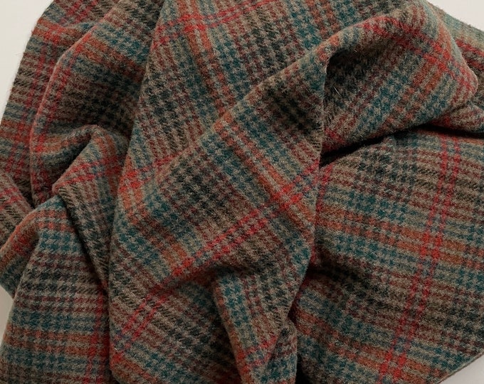 Salamander Plaid, Felted Wool Fabric for Rug Hooking, Wool Applique and Crafts