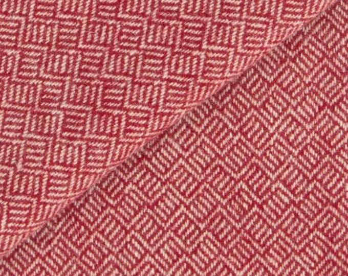 Red and White Geometric, Felted Wool Fabric for Rug Hooking, Wool Appliqué, Sewing and Crafts