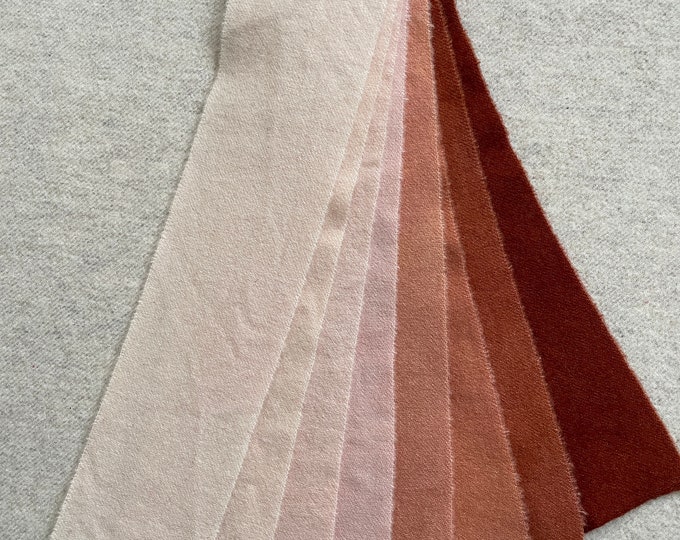 Skin Tone #3, 8 Piece Swatch, Hand Dyed, Felted Wool Fabric for Rug Hooking, Wool Applique, Crafts and Sewing