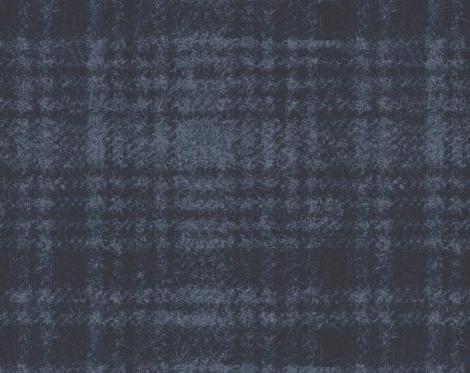 Cotton Woolies Dark Navy Windowpane Flannel, 100% Cotton, MASF18501-N, for Sewing, Wool Appliqué and Crafts. Sold by the half-yard.