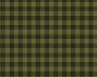 Yarn Dyed Cotton Fabric, Green Back Porch Check, #3382Y-66, Sold in 1/2 yd Increments