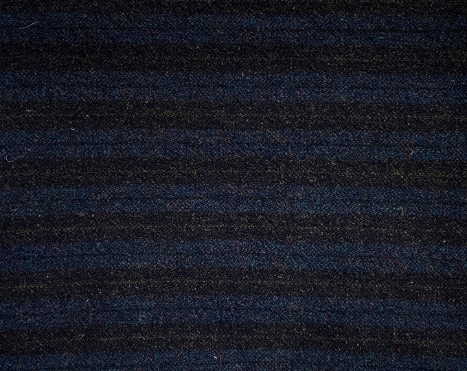 Black and Navy Blue Stripe, Felted Wool Fabric for Rug Hooking, Wool Applique and Crafts