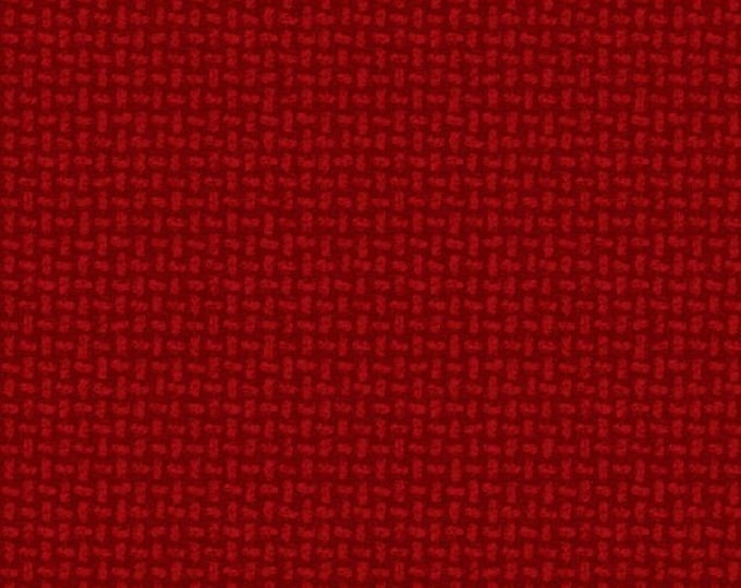 Woolies Dark Red Basket Weave Flannel, 100% Cotton, MASF18509-R, for Sewing, Quilting, Wool Appliqué and Craft. Sold by the half-yard