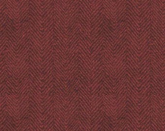 Cotton Woolies Red Herringbone Flannel, 100% COTTON, MASF1841-R2, for Sewing, Quilting, Wool Appliqué and Crafts. Sold by the half-yard