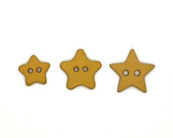 Different Sizes, Hand-Dyed Star Buttons, Dark Mustard, Just Another Button Company