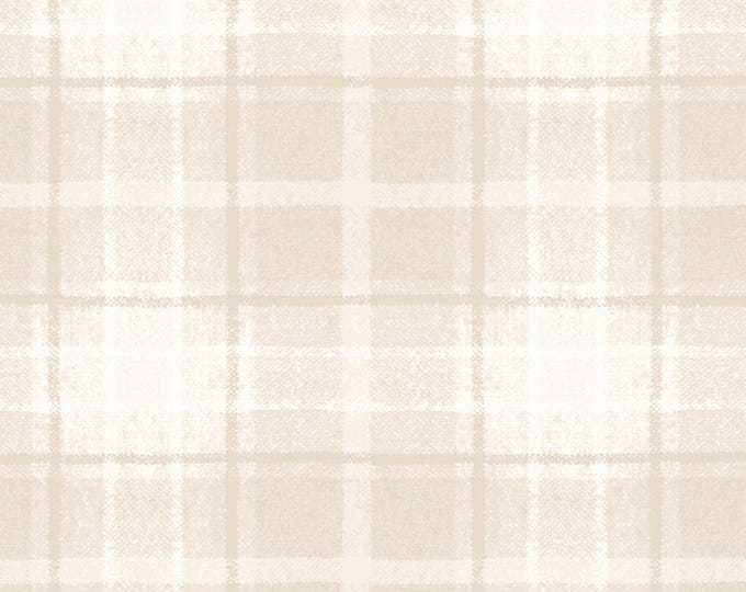 COTTON Big Plaid Cream Flannel, 100% COTTON, MASF10896-E, Sold by the half-yard.
