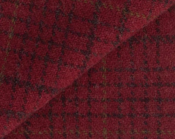 Antique Red Windowpane, Felted Wool Fabric for Rug Hooking, Wool Appliqué, Crafts and Sewing