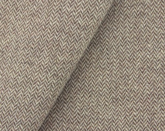 Brown & Cream Narrow Herringbone, Felted Wool Fabric for Rug Hooking, Wool Appliqué and Crafts