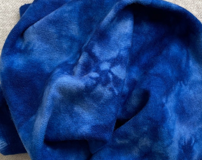 Blue, Hand Dyed Fat Quarter, Felted Wool Fabric for Rug Hooking, Wool Applique, Crafts and Sewing