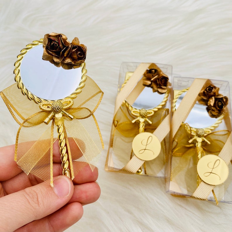 Chocolate Wedding Favor, Mini Hand Mirror and Chocolate Favor, Wedding Favor Guest, Chocolate Gift Box, Engagement, Nikkah, Bridal Favor image 1