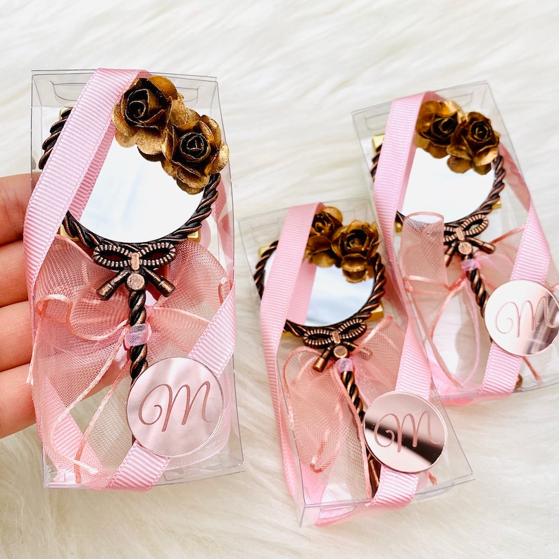 Chocolate Wedding Favor, Mini Hand Mirror and Chocolate Favor, Wedding Favor Guest, Chocolate Gift Box, Engagement, Nikkah, Bridal Favor image 7