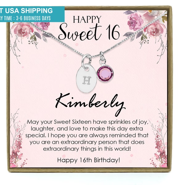 Sweet Sixteen Gift, Sweet 16 gift, 16th Birthday Gift Girl Necklace, Gift for 16 Year Old Girl, Sweet Sixteen Jewelry, Sterling Silver