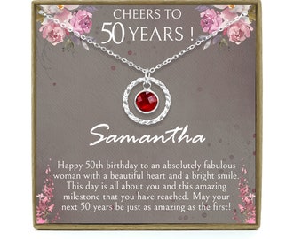 50th Birthday Gift for Women, 50th Birthday Gift for her, 50th Birthday Gift for Woman, 50th Birthday Gift Idea, Personalized Birthstone