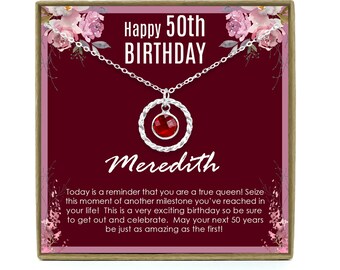 50th Birthday Gift for Women, 50th Birthday Gift for her, 50th Birthday Gift for Woman, 50th Birthday Gift Idea, Personalized Birthstone
