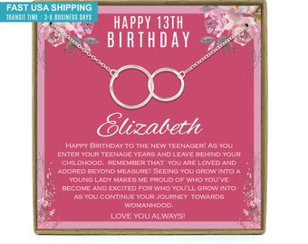 13th Birthday Girl Official Teenager, 13th Birthday Gift, Thirteenth Birthday Necklace, Gift for 13 Year Old Girl Gifts, Teen Birthday Gift
