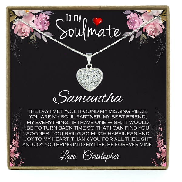 To My Soulmate Necklace, Vday Gifts For Her, Valentines Gift For Soulmate, Wife, Gf, Girlfriend, Fiancee, Future Wife, Message Card Jewelry