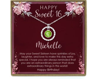 Sweet 16 gift, 16th Birthday Gift Girl Necklace, Sweet Sixteen Gift, Gift for 16 Year Old Girl, Sweet Sixteen Jewelry, Sterling Silver