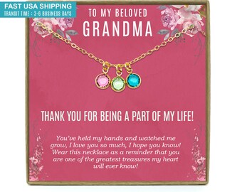 Gift for Grandma from Grandchildren, Grandmother Necklace, Grandma Gift, Grandma Necklace, Birthstone Necklace, 14K Gold Filled