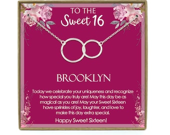 Sweet 16 gift, 16th Birthday Gift Girl Necklace, Sweet Sixteen Gift, Gift for 16 Year Old Girl, Sweet Sixteen Jewelry, Sterling Silver