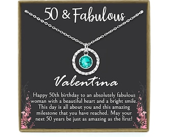 50th Birthday Gift for Women, 50th Birthday Gift for her, 50th Birthday Gift for Woman, 50th Birthday Gift Idea, Personalized Birthstone