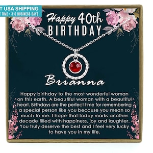 40th Birthday Gifts for Woman, 40th Birthday Gifts for Her, 40th Bday Gift Ideas for Best Friend, Personalized Birthstone Necklace