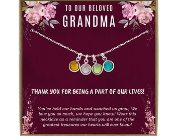 Gift for Grandma, Birthstone Charm Necklace for Grandma, Grandmother Gift, Grandmother Necklace, Grandma Gift from Grandchildren, Nana Gift