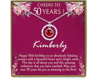50th Birthday Gift for Women, 50th Birthday Gift for her, 50th Birthday Gift for Woman, 50th Birthday Gift Idea, Personalized Birthstone