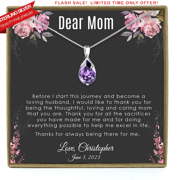 Mother of the Groom Gift from Son, Mom Wedding Gift from Son, Wedding gift from Groom to Mom, Necklace gift for mom, Wedding Gift from Son