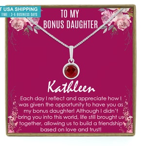 Step Daughter Gift for Step Daughter, Bonus Daughter Gift Necklace, Step Daughter Birthday Gift, Personalized Birthstone Necklace