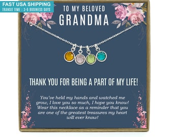 Gift for Grandma, Birthstone Charm Necklace for Grandma, Grandmother Gift, Grandmother Necklace, Grandma Gift from Grandchildren, Nana Gift