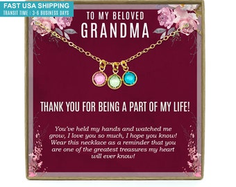 Gift for Grandma from Grandchildren, Grandmother Necklace, Grandma Gift, Grandma Necklace, Birthstone Necklace, 14K Gold Filled