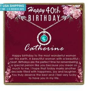 40th Birthday Gifts for Woman, 40th Birthday Gifts for Her, 40th Bday Gift Ideas for Best Friend, Personalized Birthstone Necklace