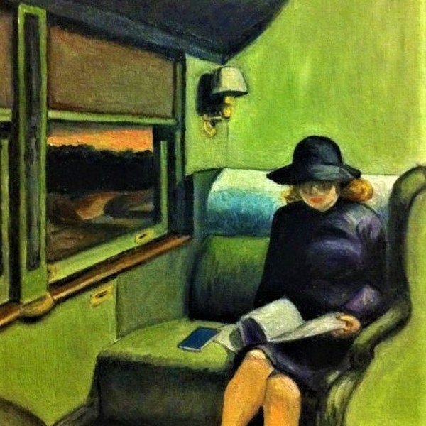 Blank Card - Compartment C, Car 193 (Edward Hopper Reproduction)