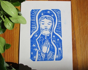 Our Lady of Guadalupe Original Linocut