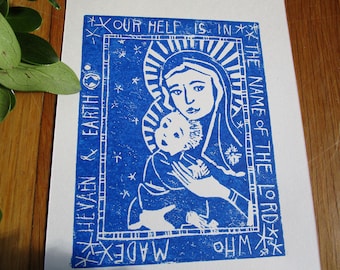 Our Lady of Perpetual Help Original Linocut