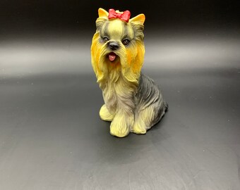 Vintage Resin Yorkie With Red Bow