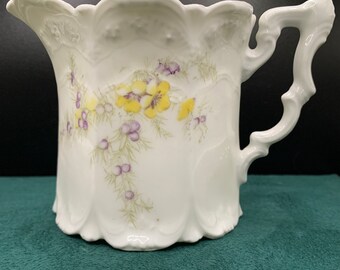 WELMAR Antique Creamer With Scalloping All Around ~ Yellow and Purple Flowers