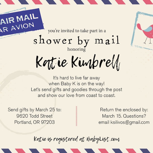 Long distance baby shower / Shower by mail