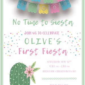 Fiesta Birthday; Cactus Birthday; First Birthday; Party Invitation