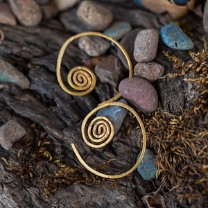 Spiral Earrings, Handmade Brass Coil Earrings, Sunroot