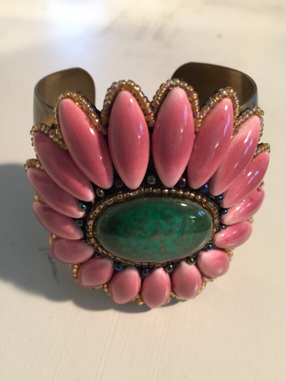 Flower Power Brass Cuff Bracelet