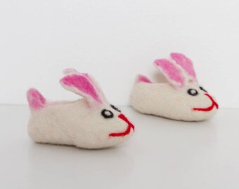 vintage felt bunny slippers for baby