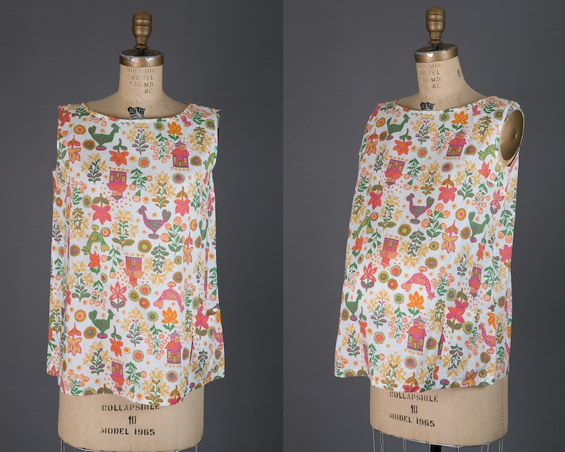 novelty print blouse vintage 1950s maternity top blouse